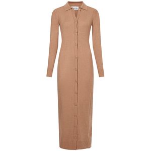 Ribbed shirtdress in wool blend