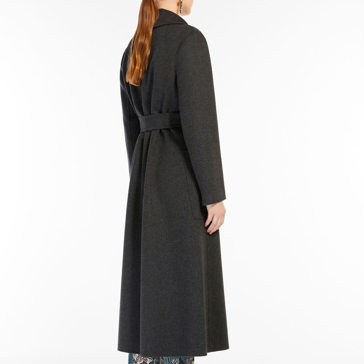 Max Mara - Gray coat in wool with Paolore belt on Arteni.it