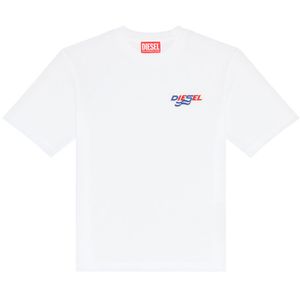 T-shirt bianca con logo ricamato ad onde