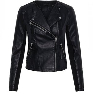 Black biker jacket in faux leather