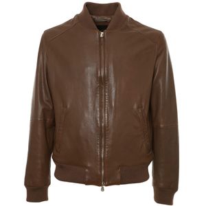 Brown washed nappa leather jacket
