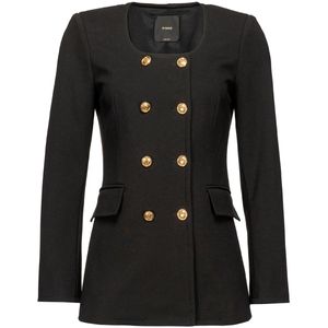 Black double-breasted jacket with golden buttons