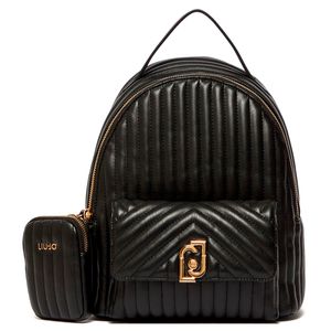 Faux leather backpack with matelassé workmanship