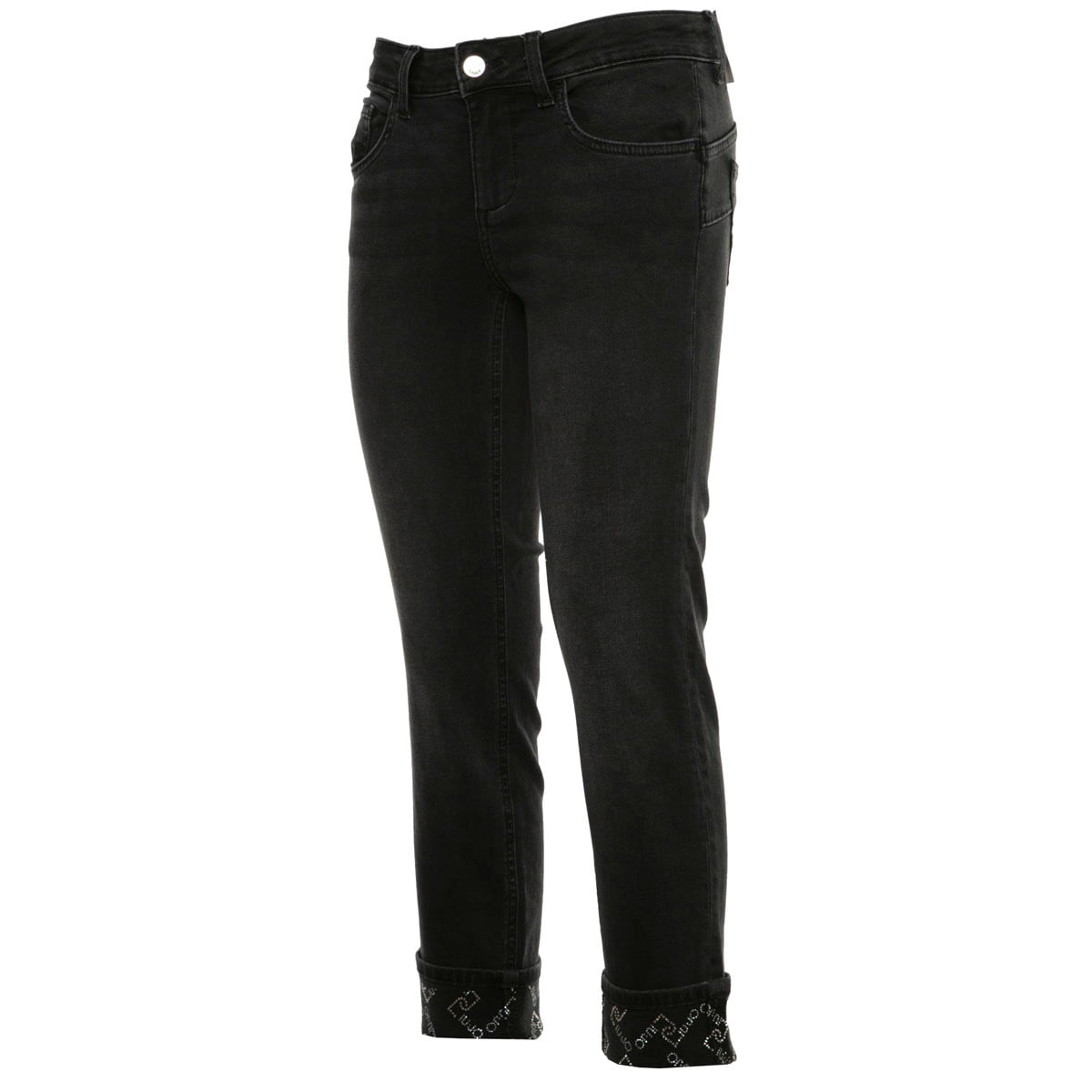 Liu Jo jeans gamba dritta con strappi gioiello nero main image 1