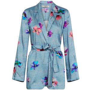 Giacca Tuc in stile kimono azzurra con fantasia a fiori