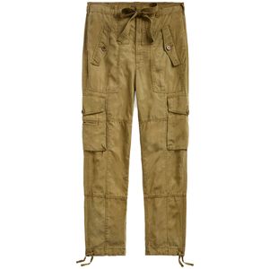 Pantalone cargo verde in misto lino