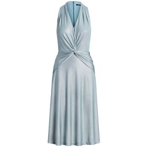 Elegant light blue dress in laminated jersey