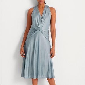 Elegant light blue dress in laminated jersey
