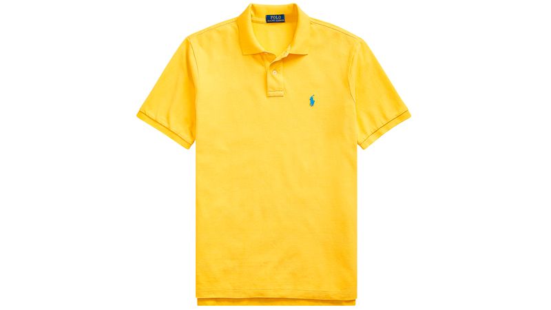 Polo Ralph Lauren Polo Slim Fit gialla con logo blu su Arteni