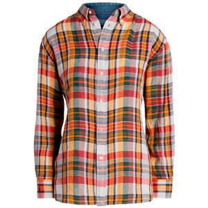 Relaxed fit shirt in checked linen