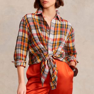 Relaxed fit shirt in checked linen