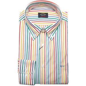 Camicia in popeline di cotone a righe colorate