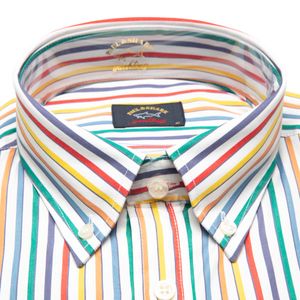 Camicia in popeline di cotone a righe colorate