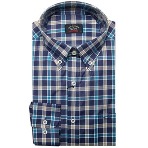 Blue checked cotton shirt