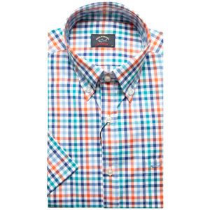 Short-sleeved colored checked shirt