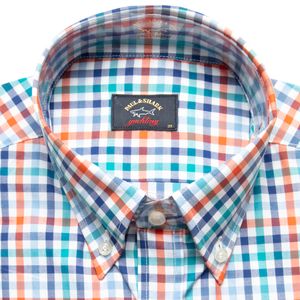 Short-sleeved colored checked shirt