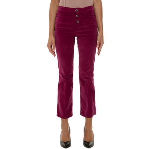 High-waisted velvet trousers