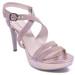 Sandalo con strass e tacco