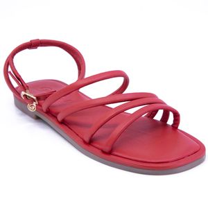 Flat sandal with bands and strap