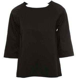 Solid color blouse in cotton poplin