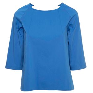 Blusa tinta unita in popeline di cotone