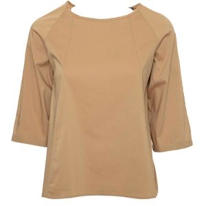 Blusa tinta unita in popeline di cotone