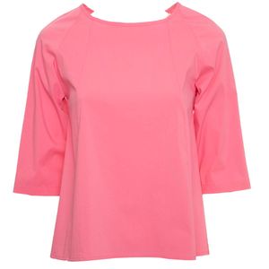 Solid color blouse in cotton poplin