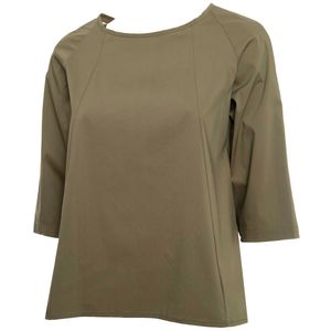 Blusa tinta unita in popeline di cotone