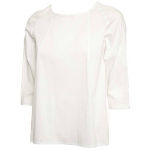 Blusa tinta unita in popeline di cotone
