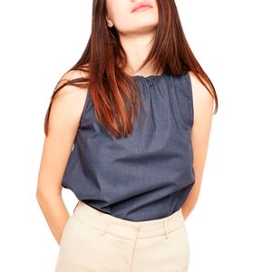 Denim effect top with laces
