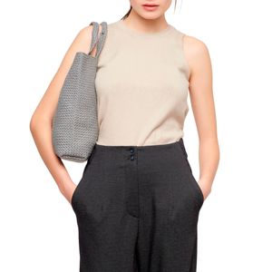 Top girocollo in maglia di cotone