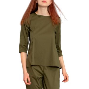 Blusa tinta unita in popeline di cotone