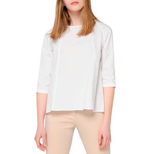 Blusa tinta unita in popeline di cotone