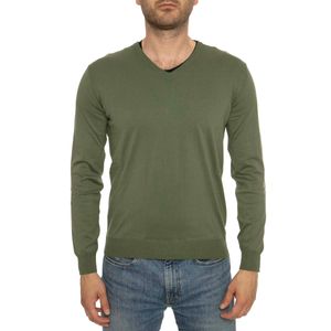 V-neck sweater in cotton satin