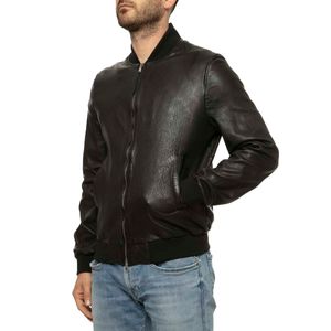 Used effect black leather jacket