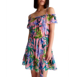Short floral dress in silk blend