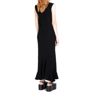 Umberta long black dress with spiral cuts