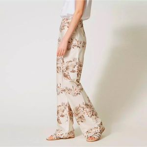 Floral trousers in cotton poplin