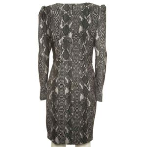 Abito animalier pitonato grigio scollato a V