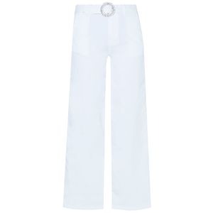 White trousers with jewel buckle