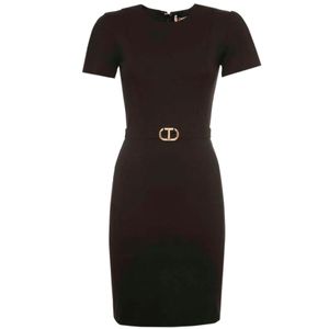 Short viscose dress with buckle