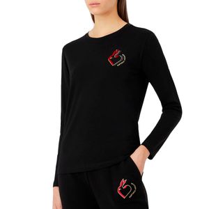 Maglia in jersey stretch con ricamo e logo