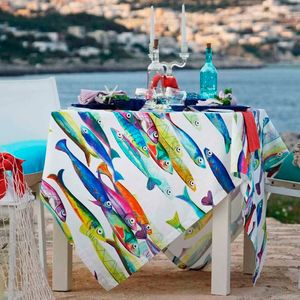 Runner Poisson Blue 45x170 in cotone