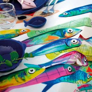 Runner Poisson Blue 45x170 in cotone