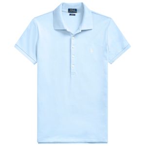Slim fit stretch light blue polo shirt with pony