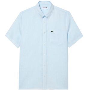 Short-sleeved linen shirt with pocket