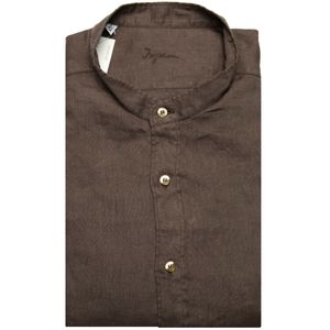Linen shirt with mandarin collar