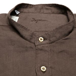Linen shirt with mandarin collar