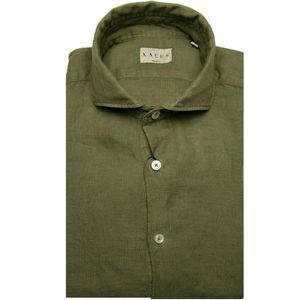 Camicia in lino verde militare