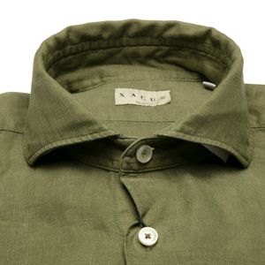 Camicia in lino verde militare